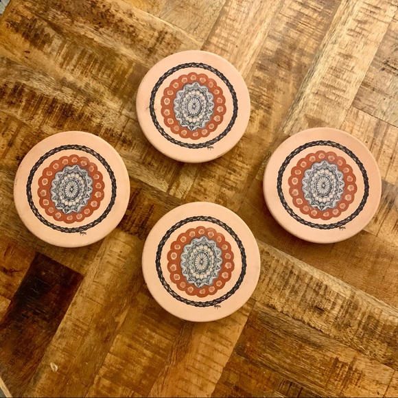 Vintage Boho Terra Cotta Coasters Set of 4 - Picture 1 of 6